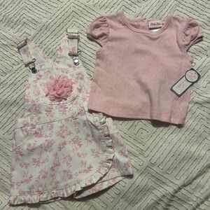 Little Lass Light Pink Eyelet Short Sleeve Top and Matching Easter Dress